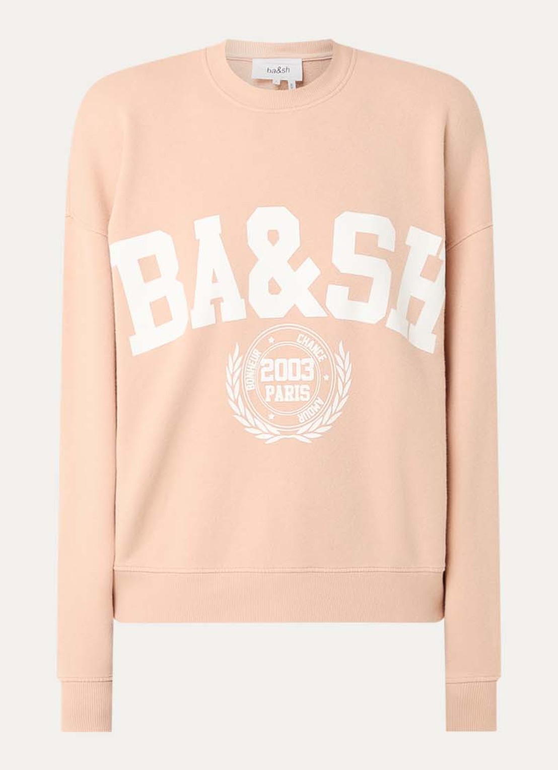 ba&sh Benjamin sweater met logoprint - voorkant 2 zalmroze