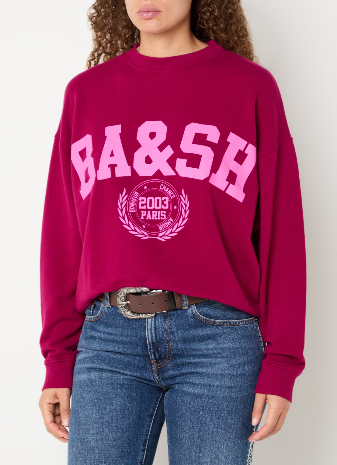 ba&sh Benjamin sweater met logoprint - detail fuchsia