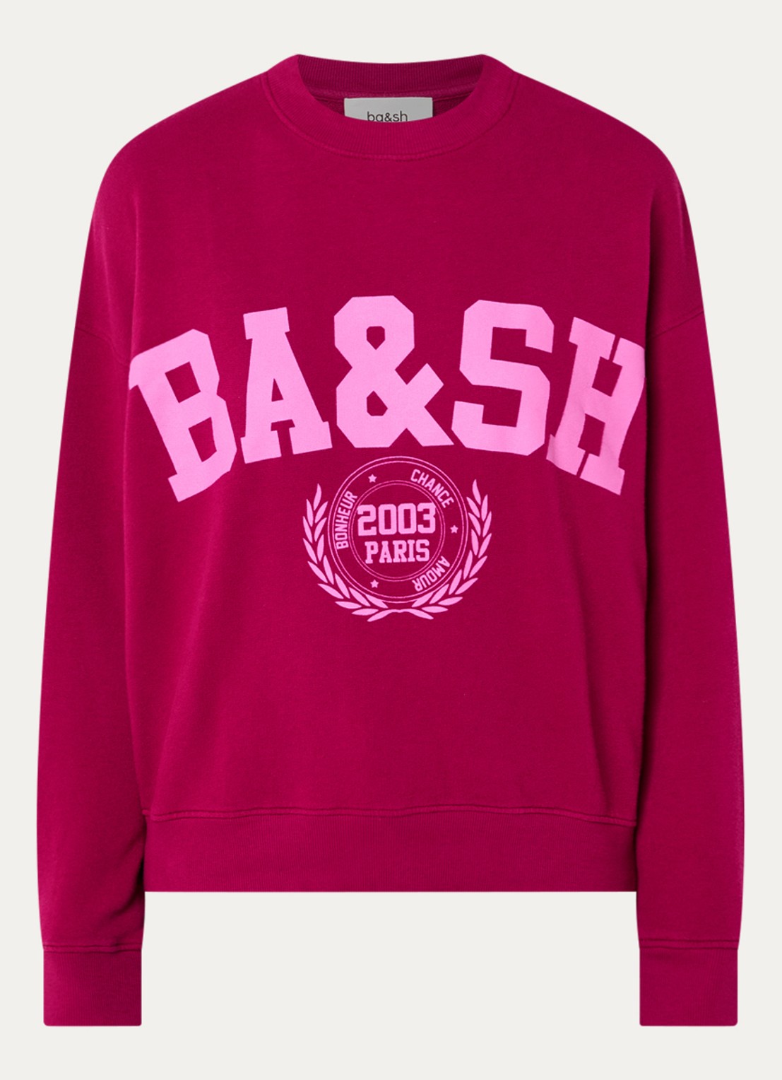 ba&sh Benjamin sweater met logoprint - voorkant 3 fuchsia