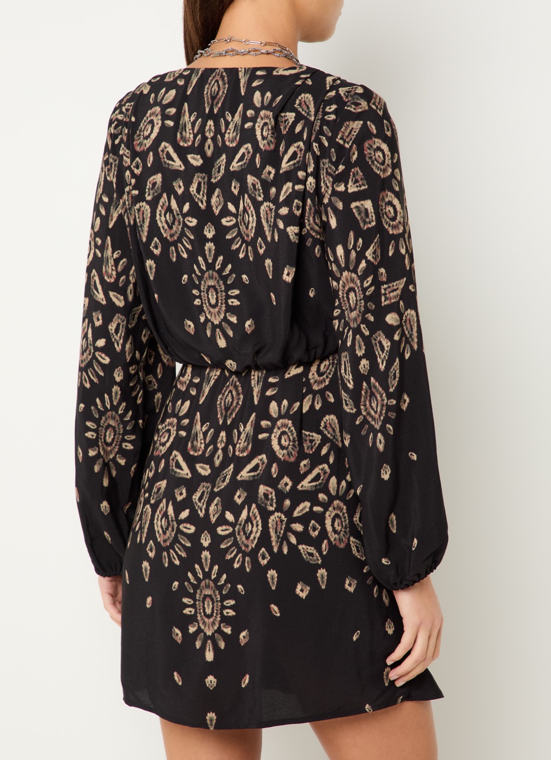 ba&sh Beona mini tuniekjurk met print - achterkant 2 zwart