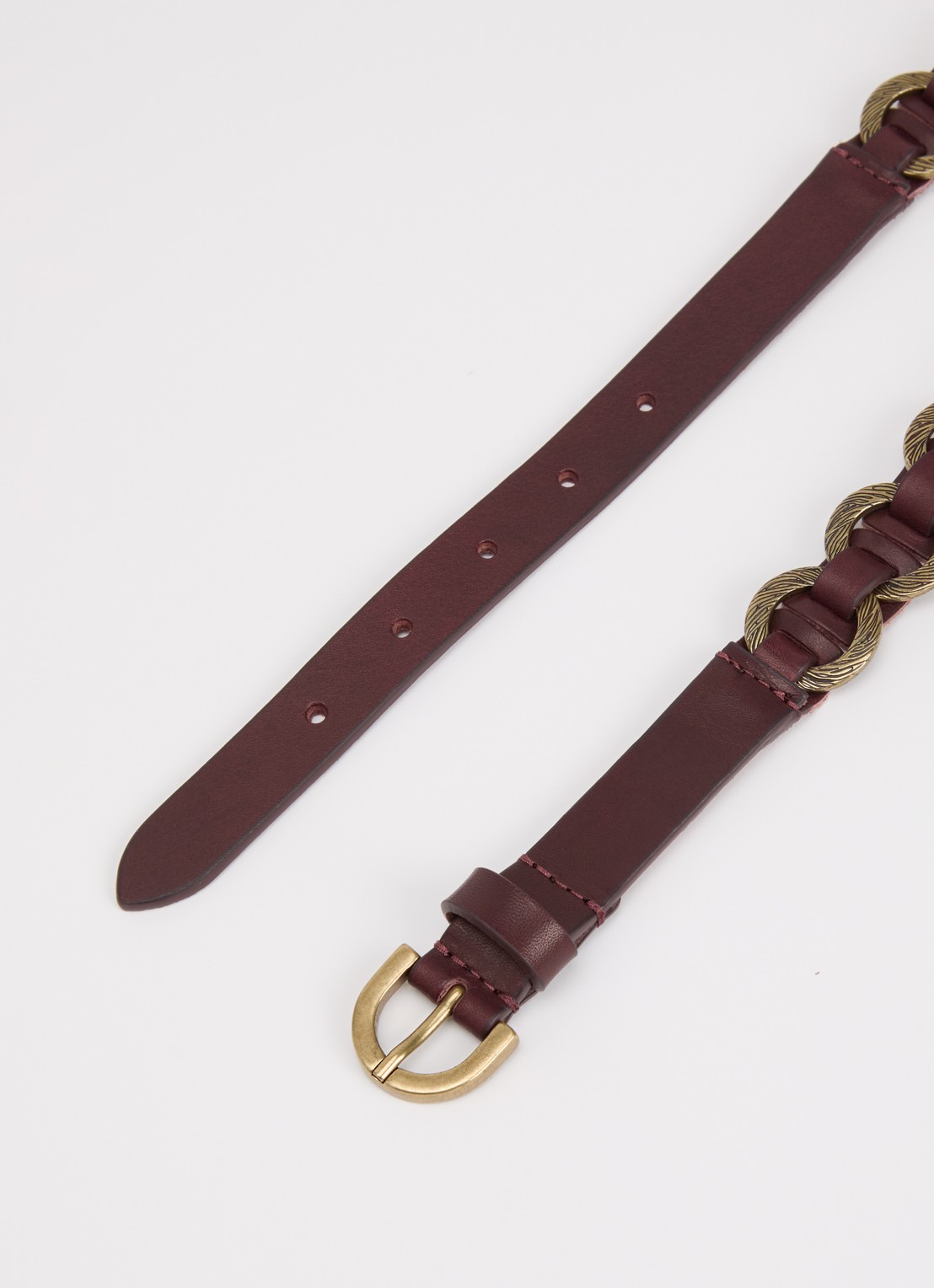 ba&sh Berty riem van leer - detail bordeauxrood