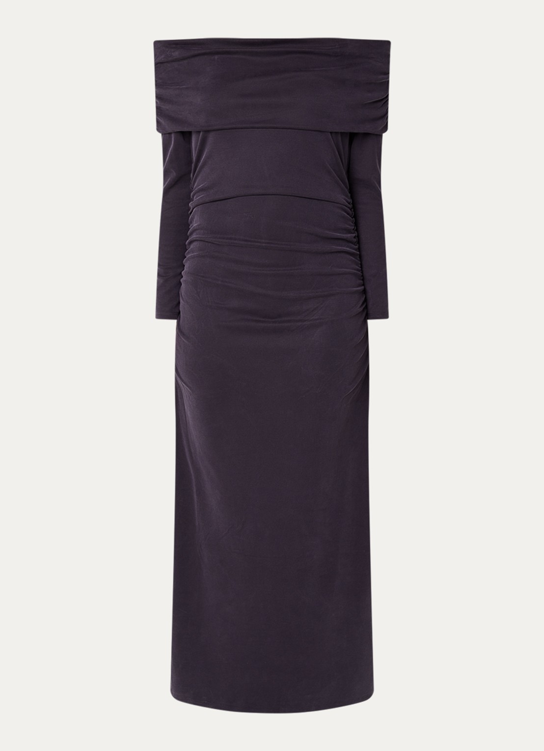 ba&sh Bettina ribgebreide off shoulder jurk  - voorkant 2 indigo