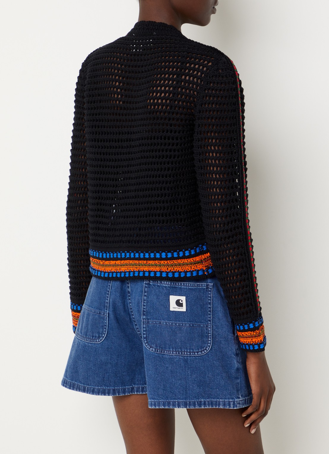 ba&sh Bianca grofgebreid vest met ronde hals - achterkant 4 zwart