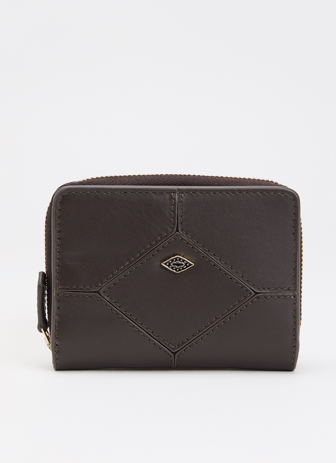 ba&sh Bifold portemonnee van leer - voorkant donkerbruin