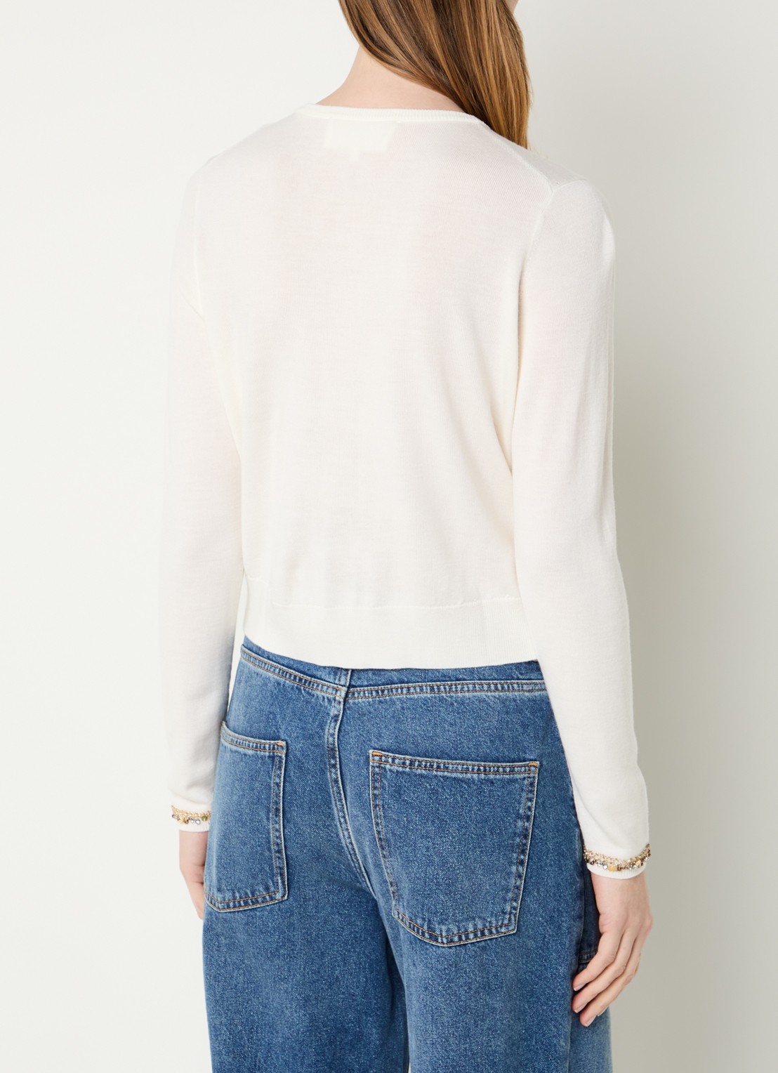 ba&sh Bijot vest van wol met strass - achterkant gebroken wit