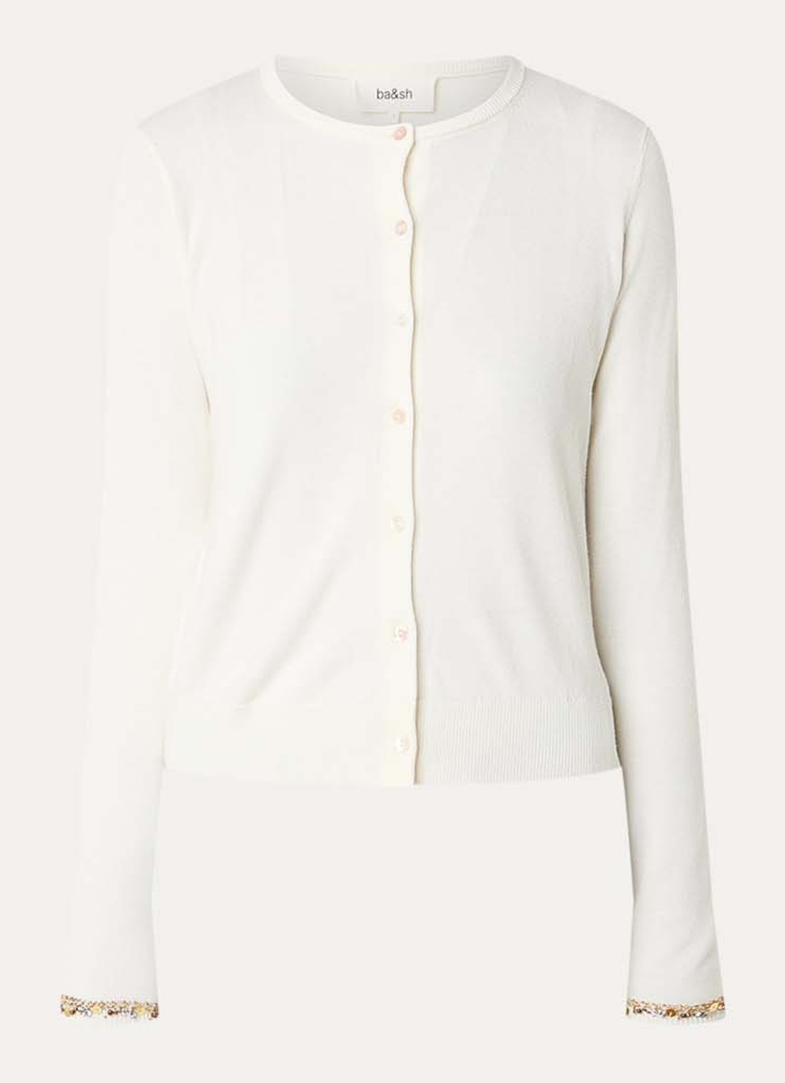 ba&sh Bijot vest van wol met strass - voorkant 2 gebroken wit