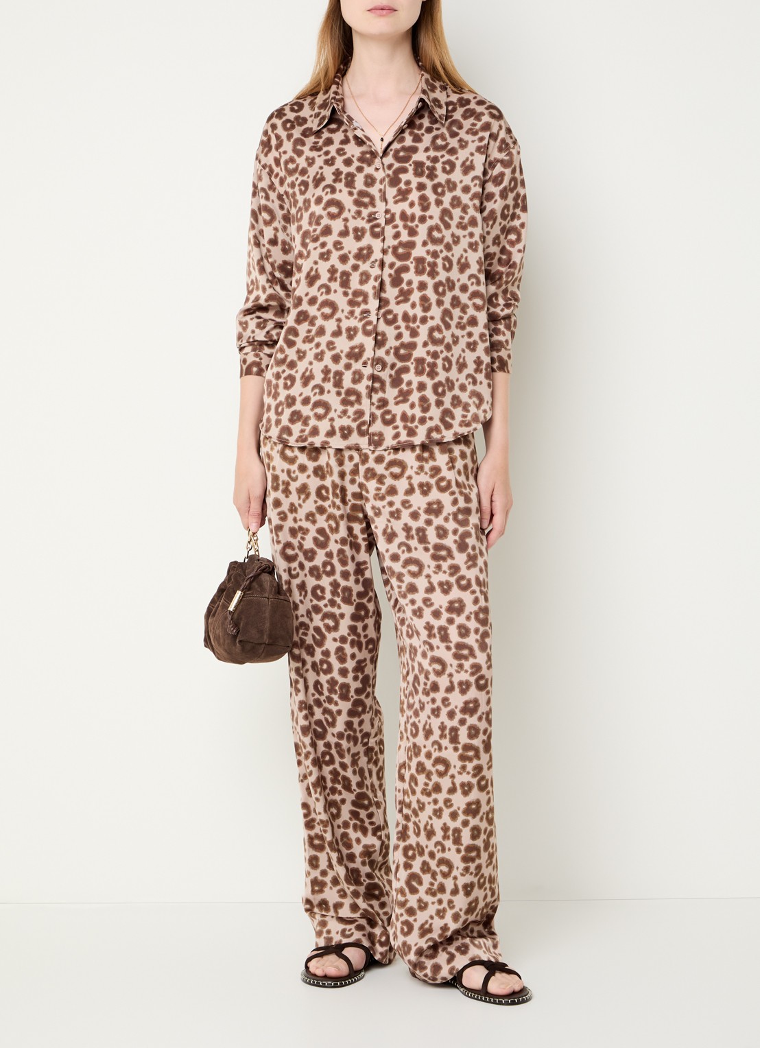 ba&sh Billie blouse met panterprint - voorkant 3 beige