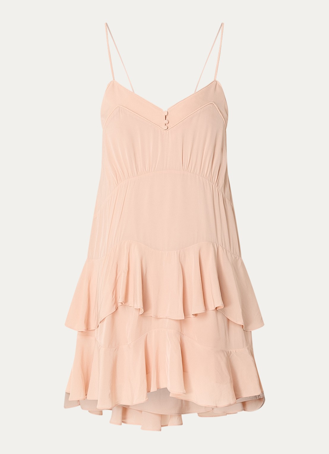ba&sh Bilona mini jurk met volant - voorkant 3 roze