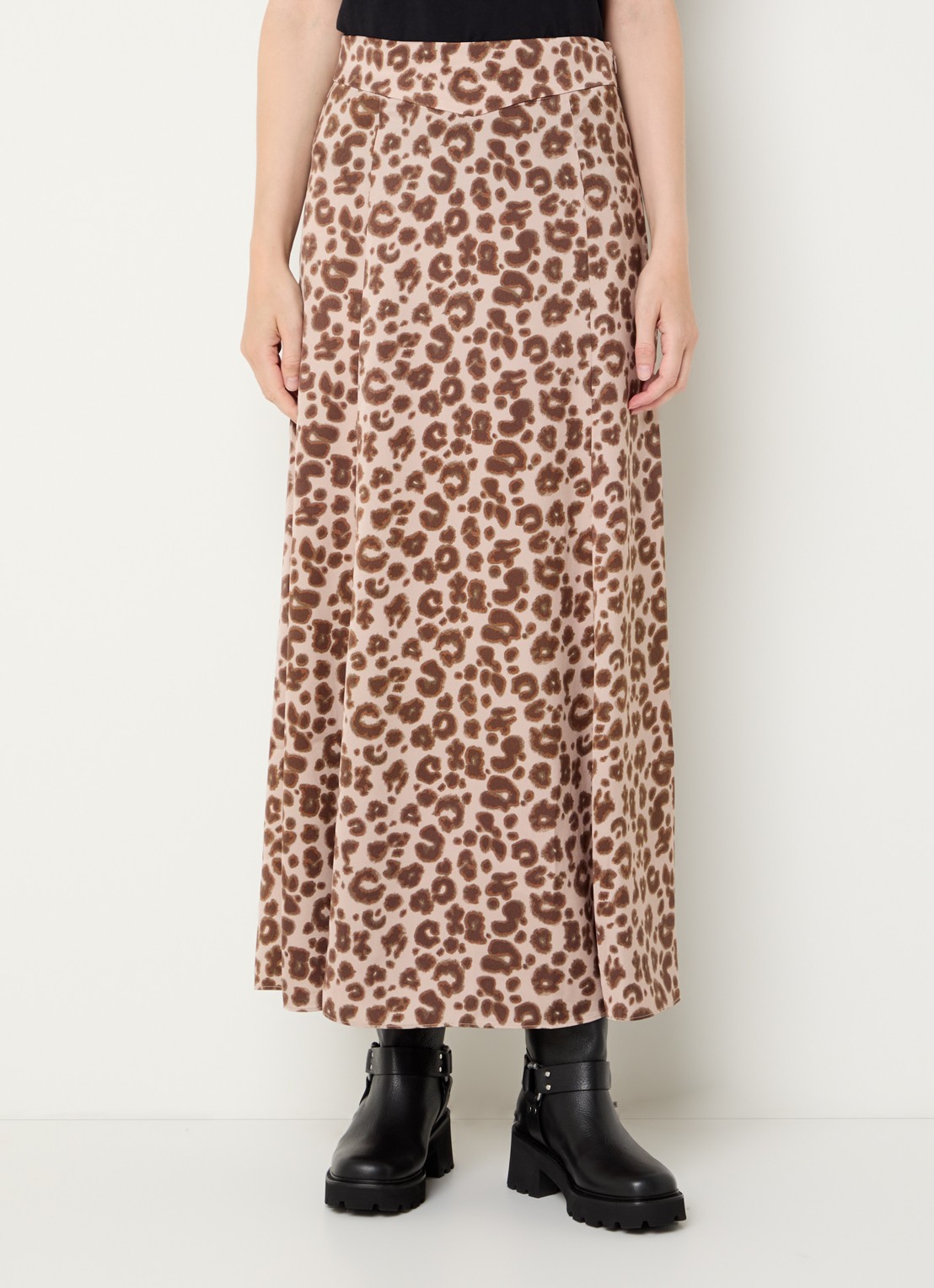 ba&sh Blaire midi rok met panterprint - detail beige