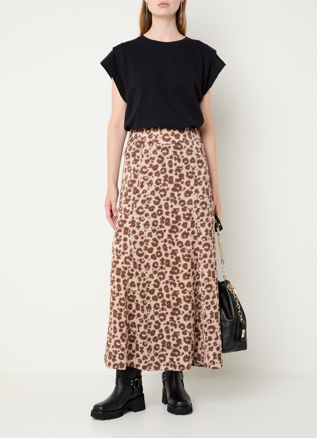 ba&sh Blaire midi rok met panterprint - voorkant 3 beige
