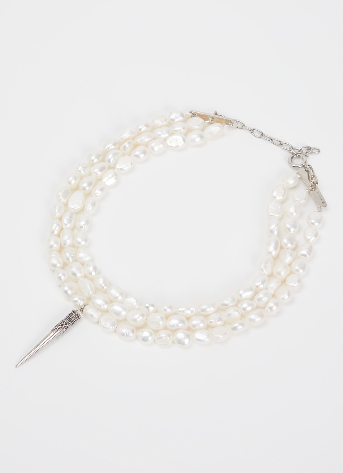 ba&sh Blanca parelketting van zilver met hanger - detail 3 wit