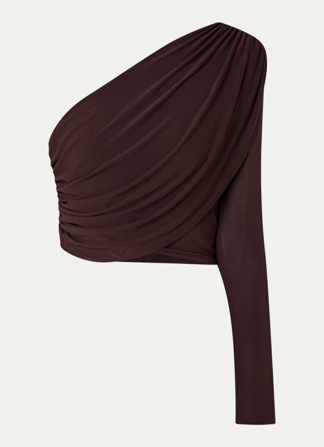 ba&sh Blue one shoulder cropped top met gedrapeerd detail - voorkant 3 bordeauxrood