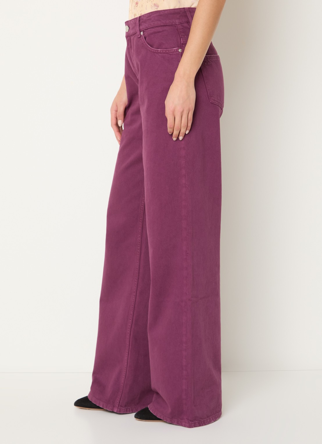 ba&sh Boney high waist straight leg jeans met steekzakken  - detail 2 paars