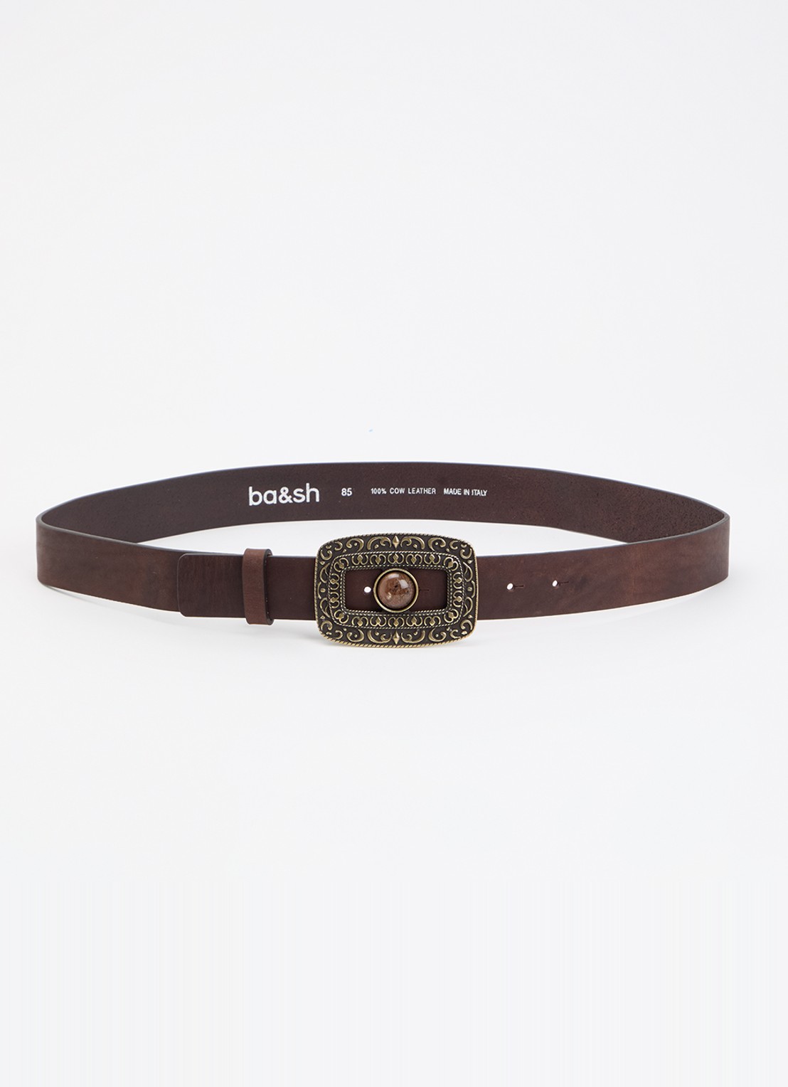 ba&sh Boni riem van leer - voorkant 2 donkerbruin