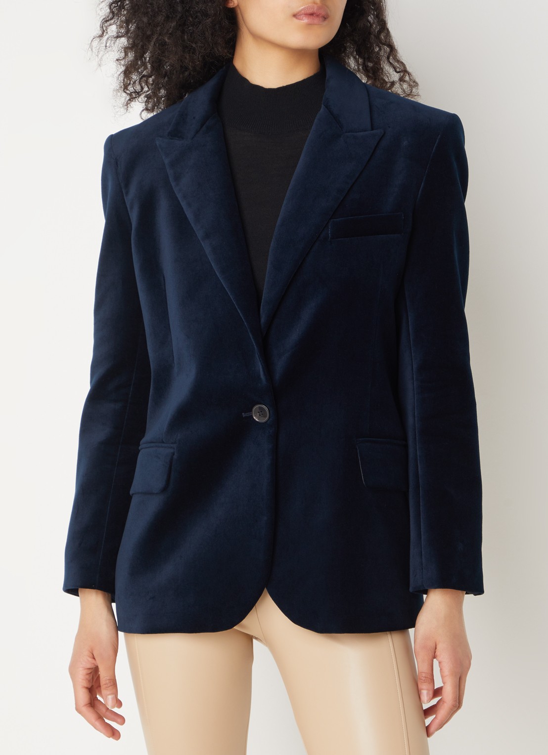 ba&sh Boop blazer van fluweel met klepzakken - detail 4 blauw