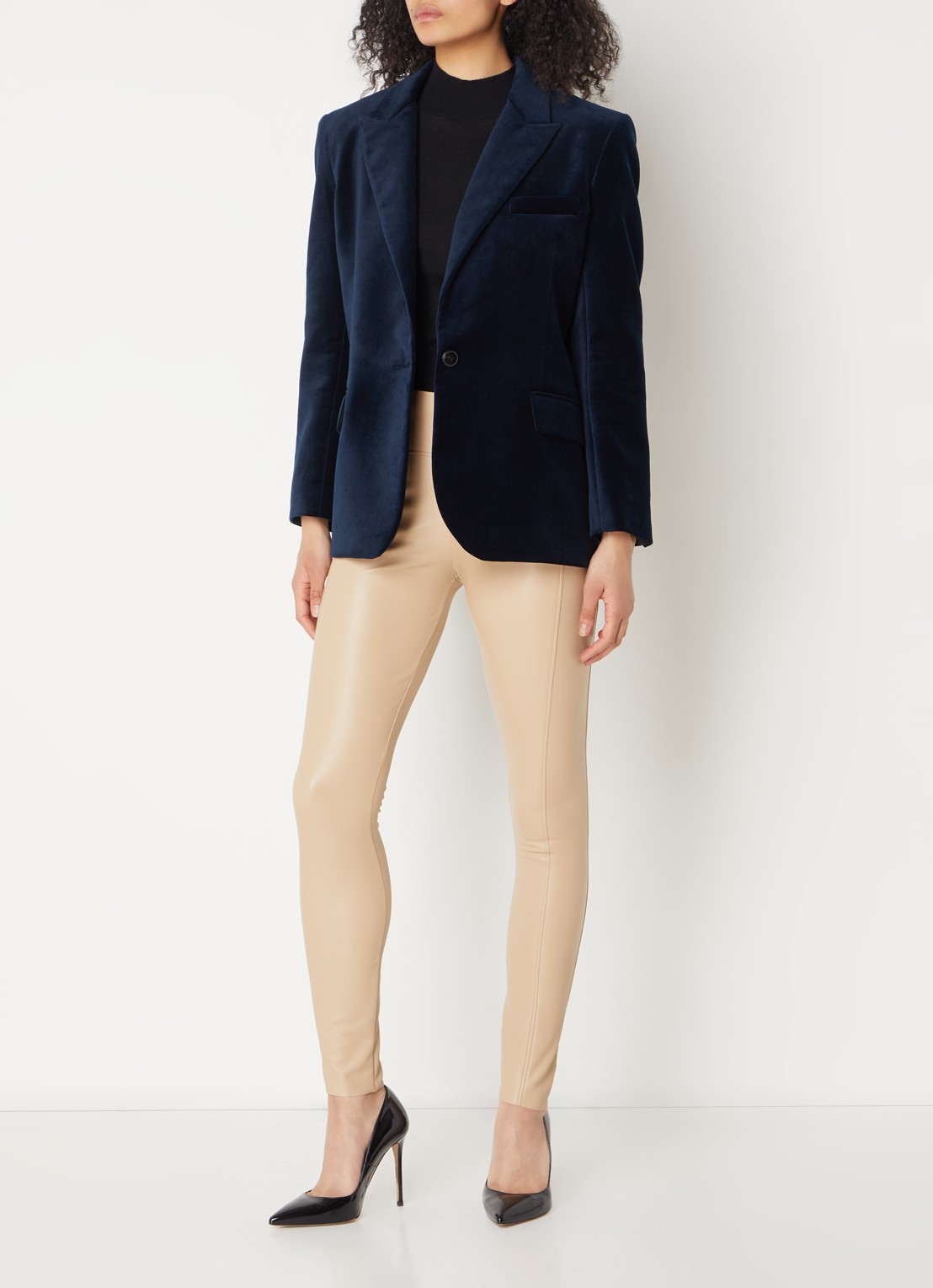 ba&sh Boop blazer van fluweel met klepzakken - voorkant 3 blauw