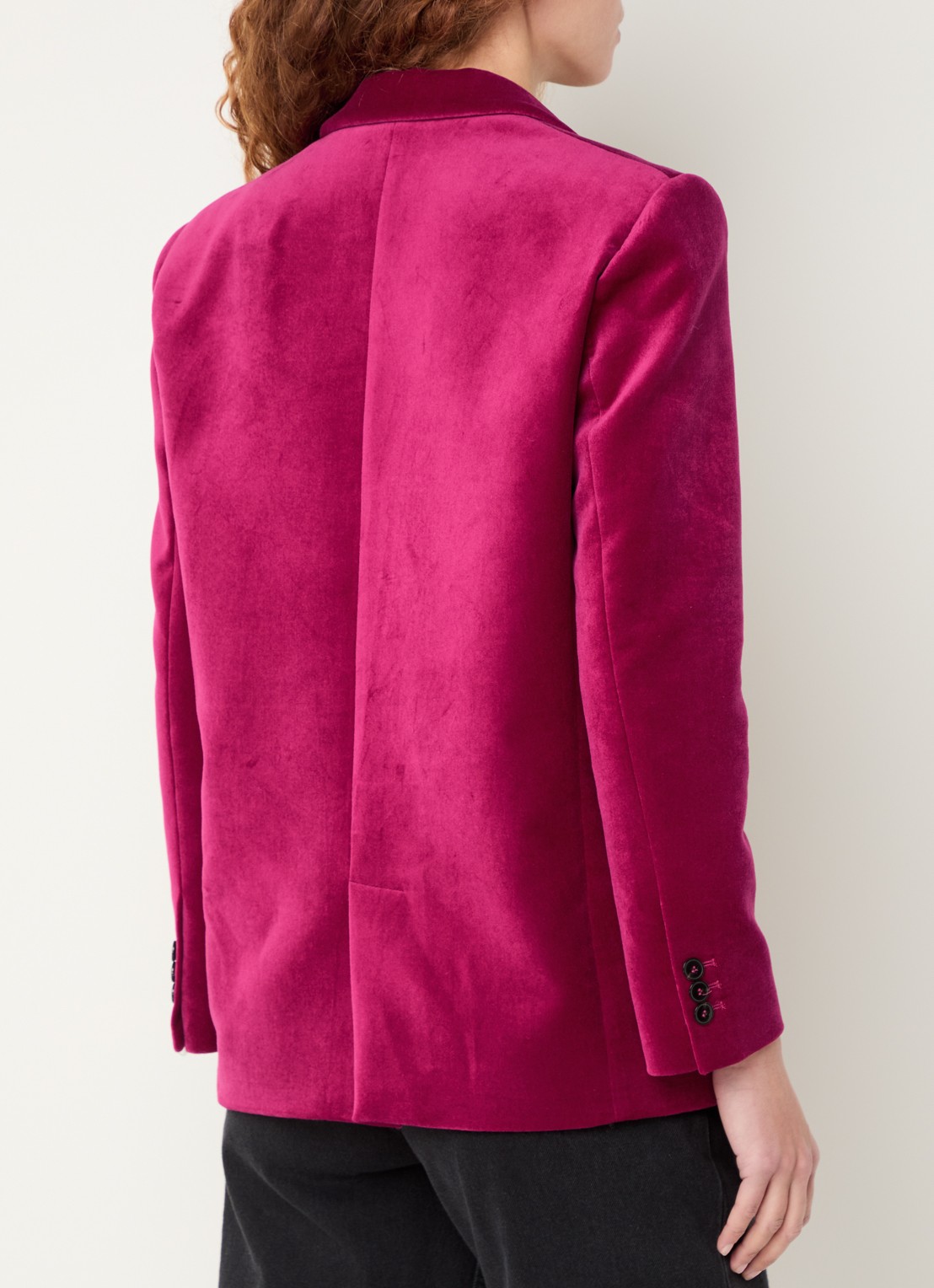 ba&sh Boop blazer van fluweel met klepzakken  - achterkant 3 fuchsia