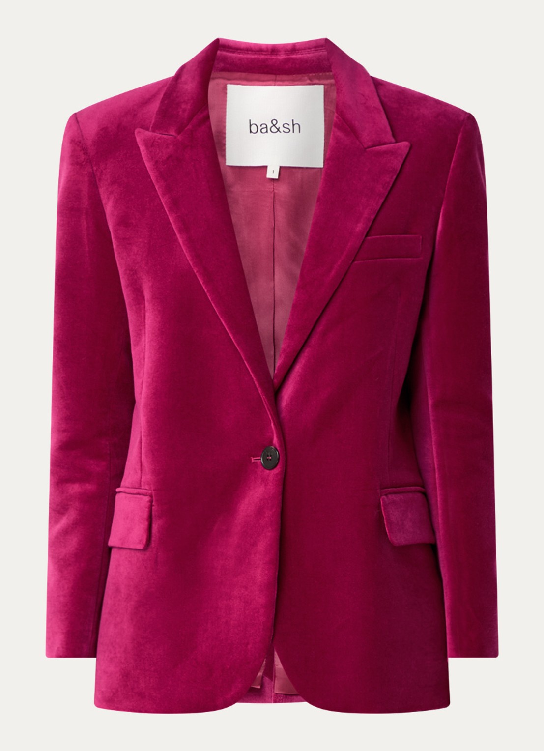 ba&sh Boop blazer van fluweel met klepzakken  - voorkant fuchsia