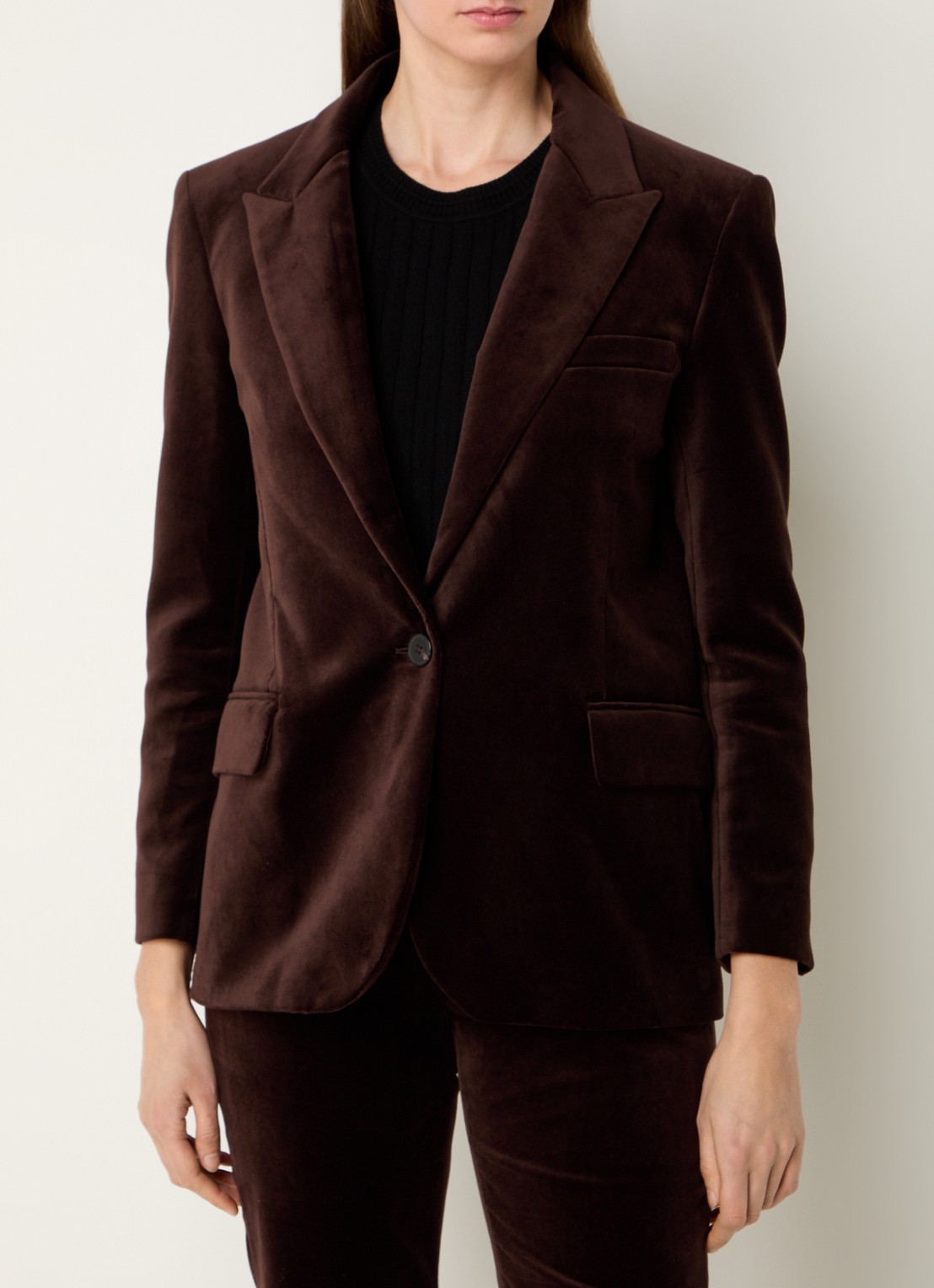 ba&sh Boop blazer van fluweel met klepzakken  - detail 3 hazelnootbruin