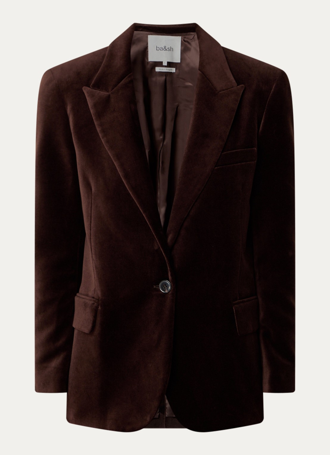 ba&sh Boop blazer van fluweel met klepzakken  - voorkant hazelnootbruin