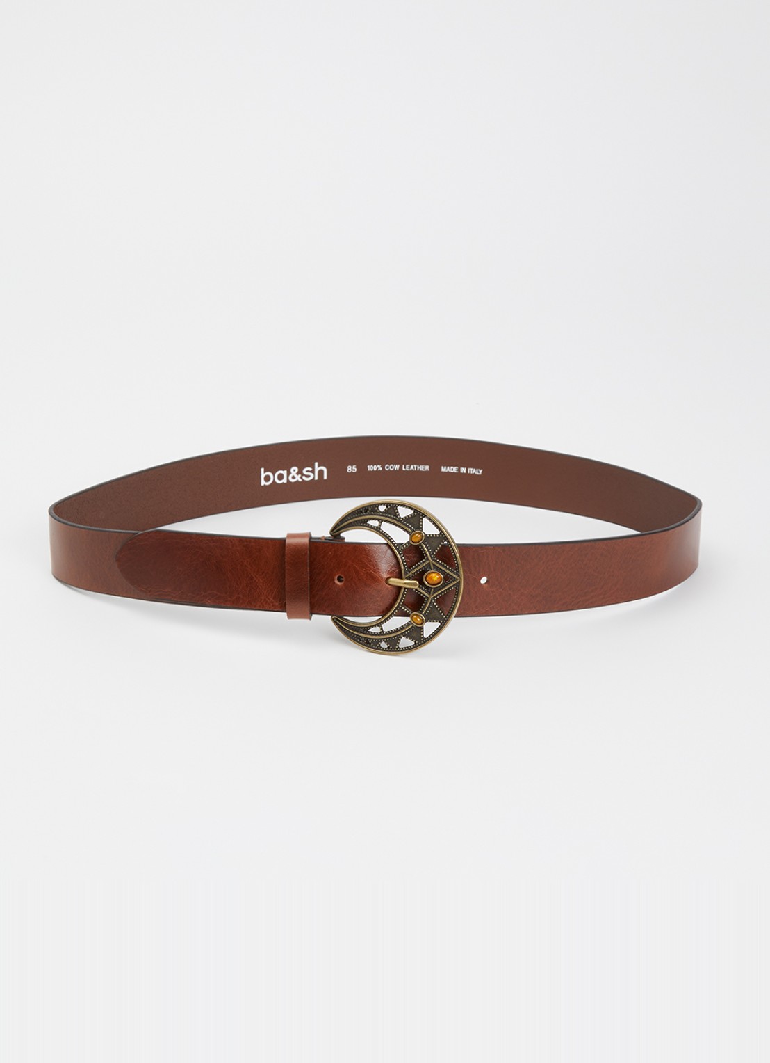 ba&sh Boston riem van leer - voorkant 2 bruin