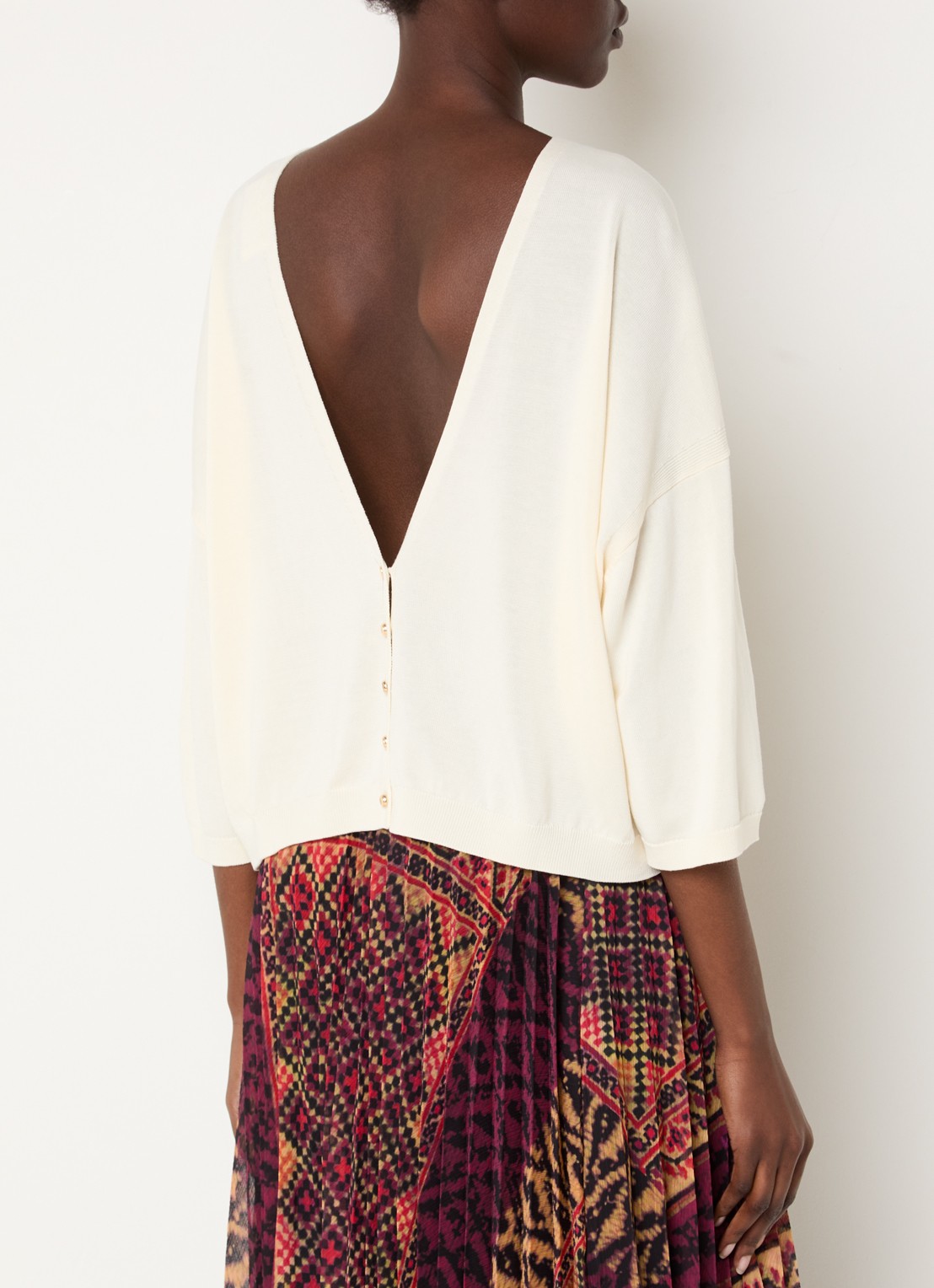ba&sh Braha fijngebreide cropped top in zijdeblend - detail 4 gebroken wit