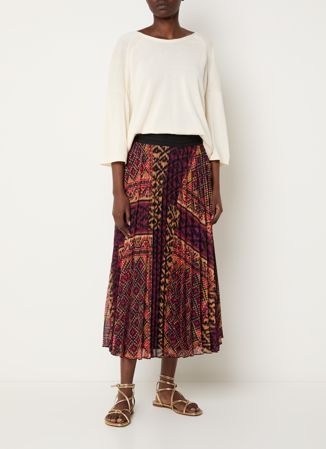 ba&sh Braha fijngebreide cropped top in zijdeblend - voorkant 3 gebroken wit