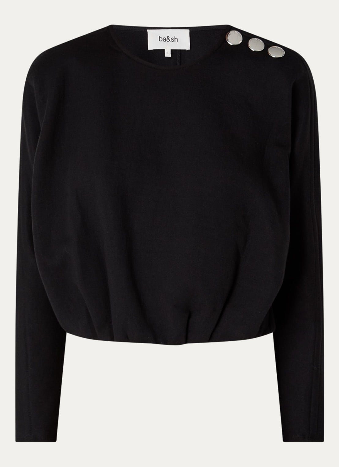 ba&sh Branny T-shirt met ronde hals - voorkant 2 zwart