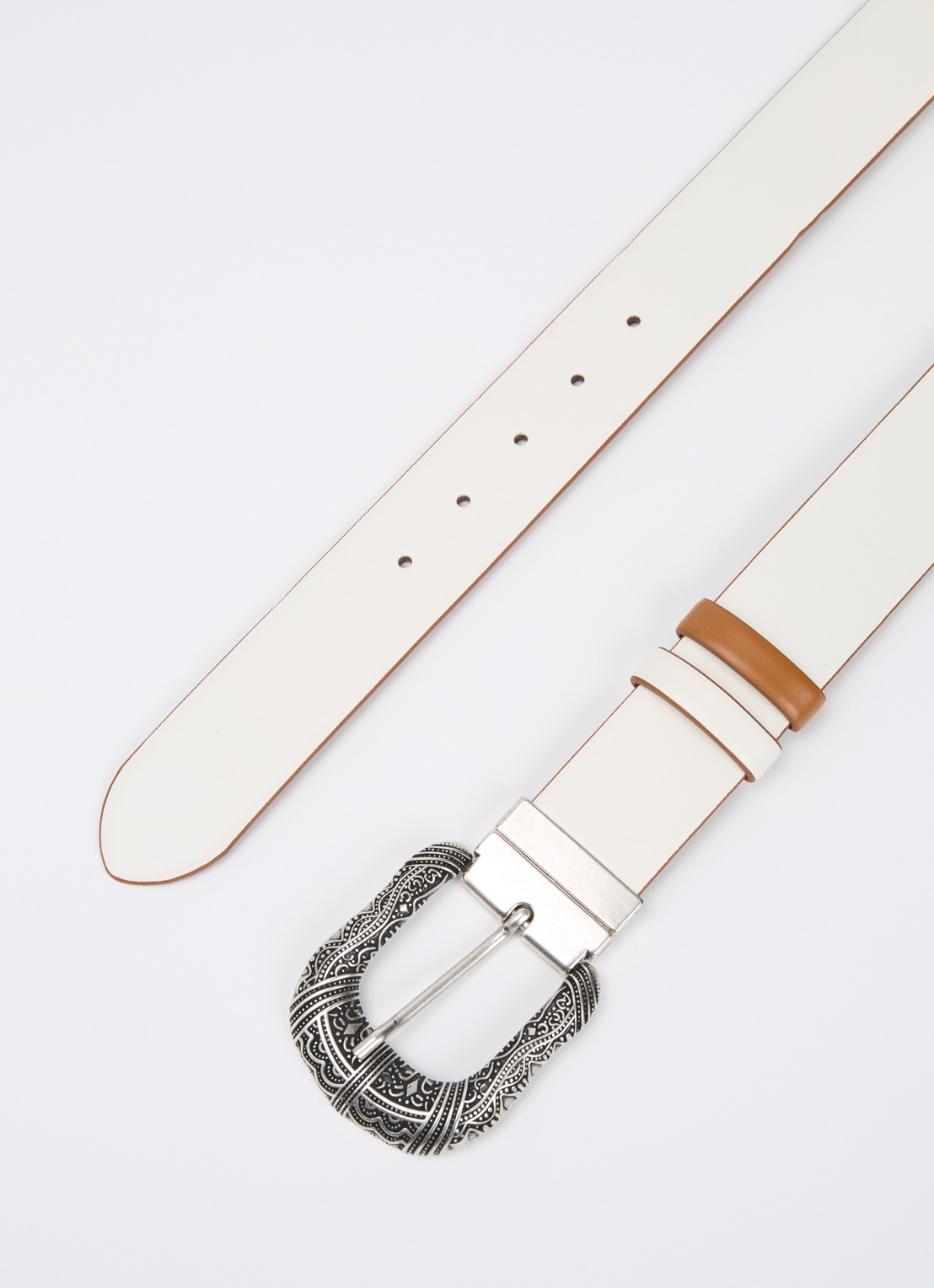 ba&sh Brasta riem van kalfsleer - detail wit