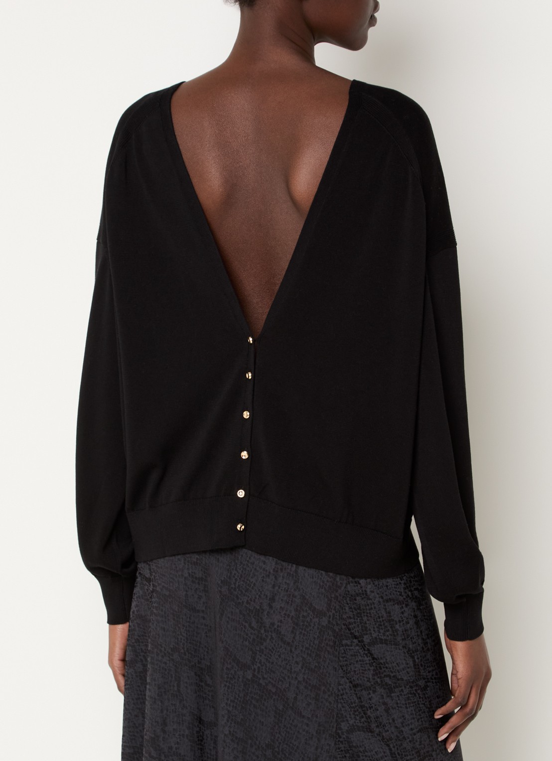 ba&sh Brenda fijngebreid vest in zijdeblend - detail zwart