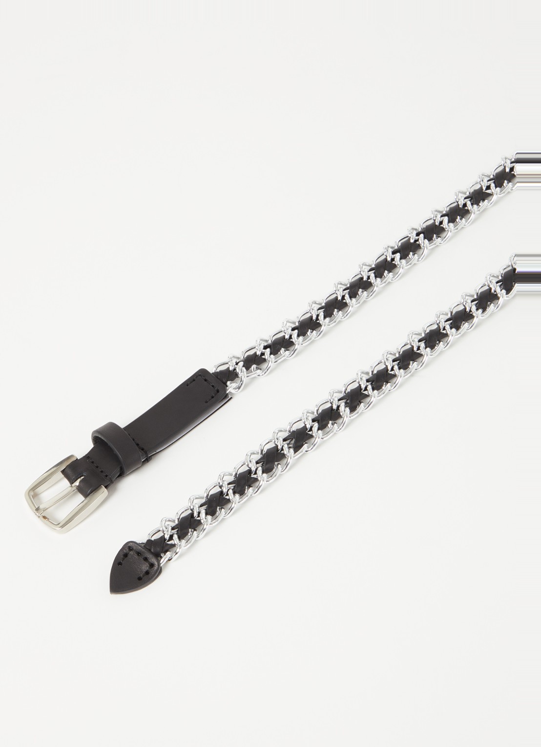 ba&sh Brooke schakelriem met leren details - detail zilver