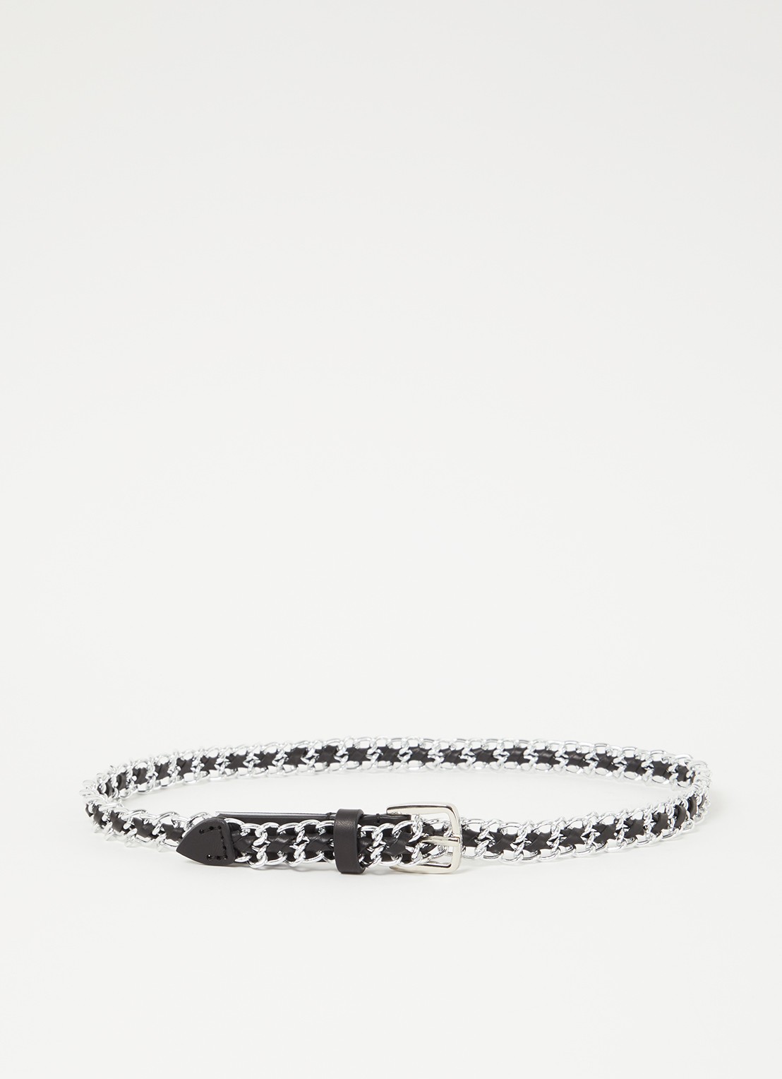 ba&sh Brooke schakelriem met leren details - voorkant 2 zilver