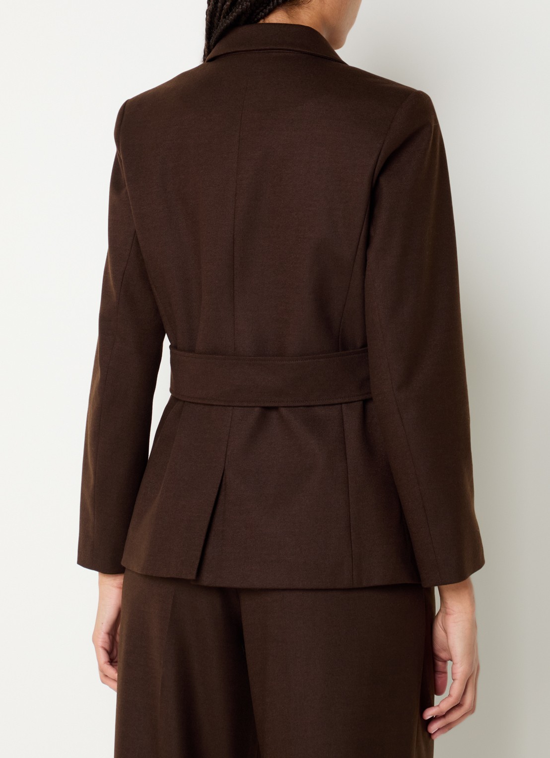 ba&sh Bule blazer met schoudervulling en paspelzakken - achterkant 4 chocoladebruin