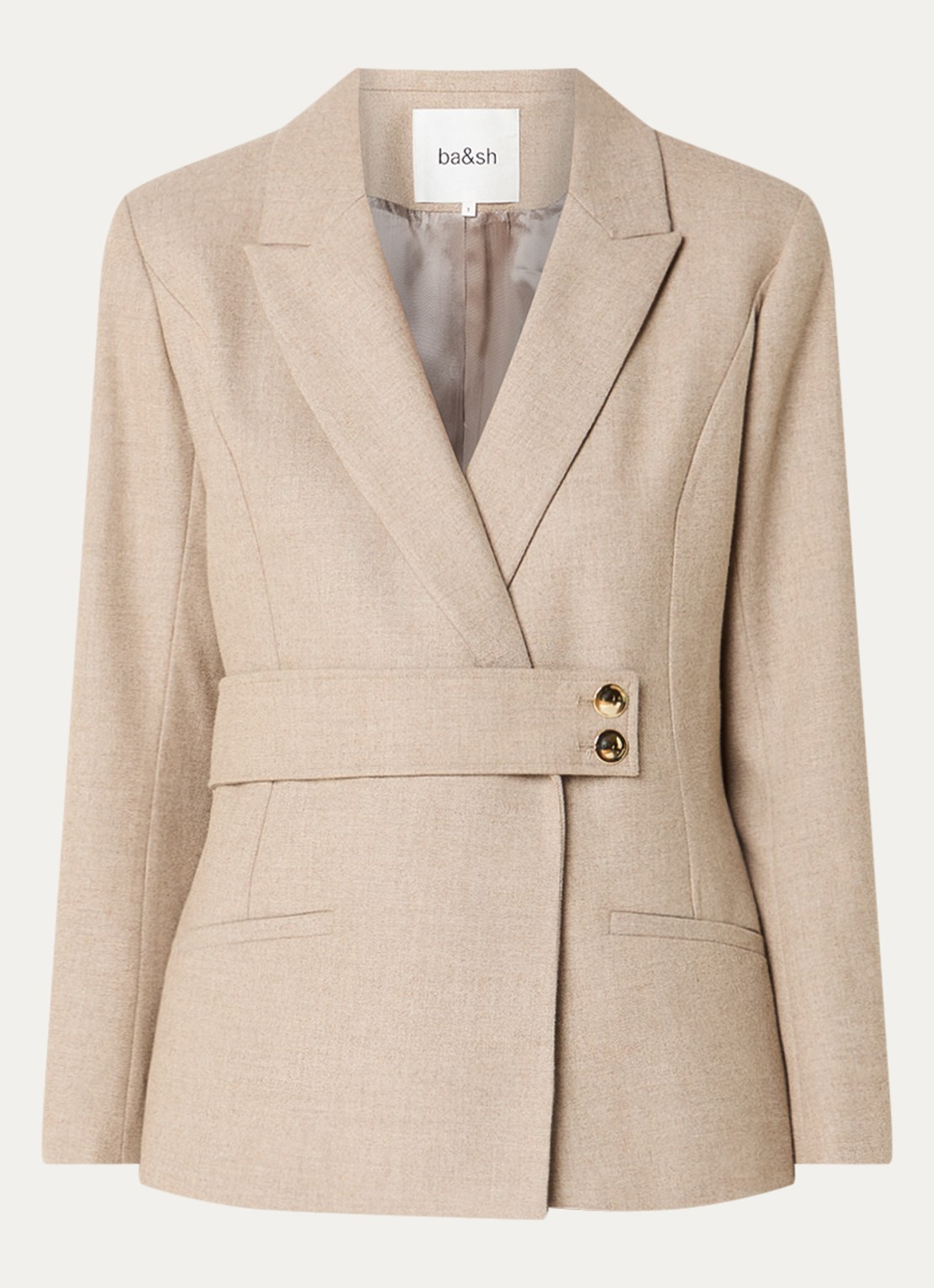 ba&sh Bule blazer met schoudervulling en paspelzakken - voorkant 2 beige