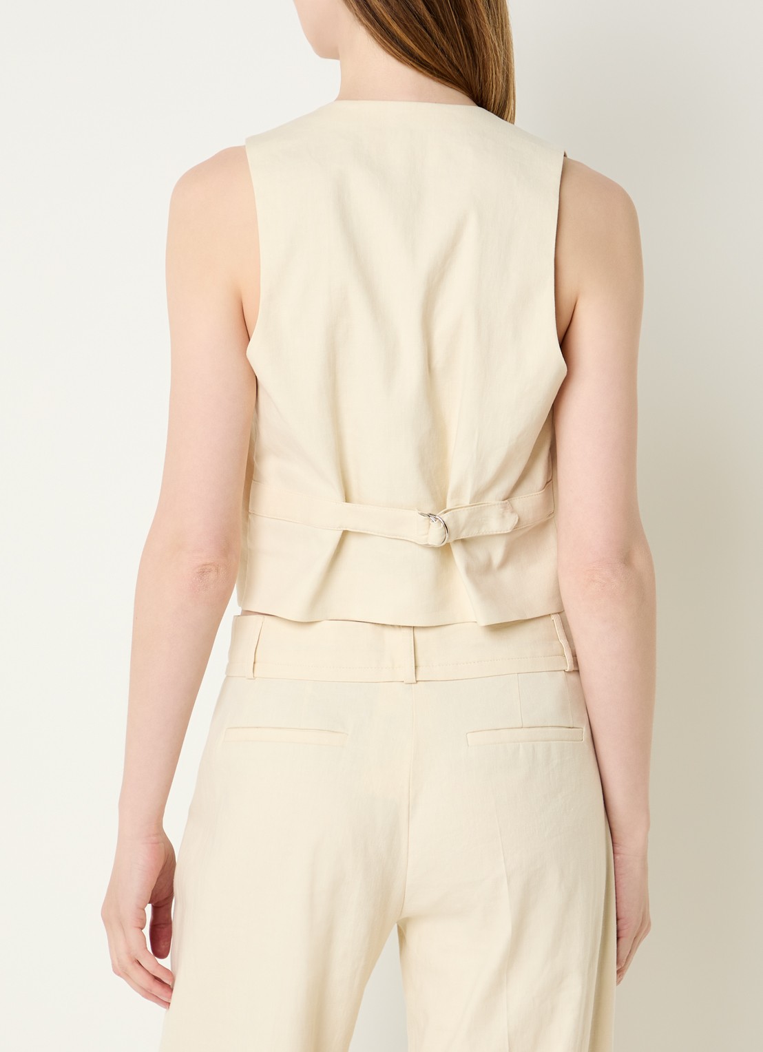 ba&sh Caela gilet in linnenblend - achterkant 4 beige