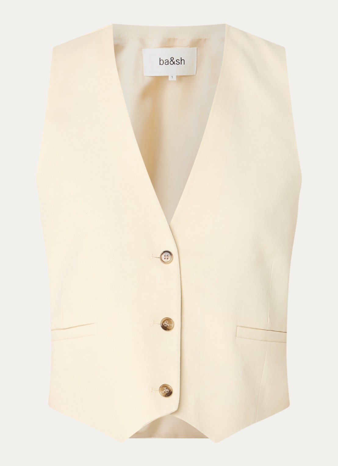 ba&sh Caela gilet in linnenblend - voorkant 2 beige