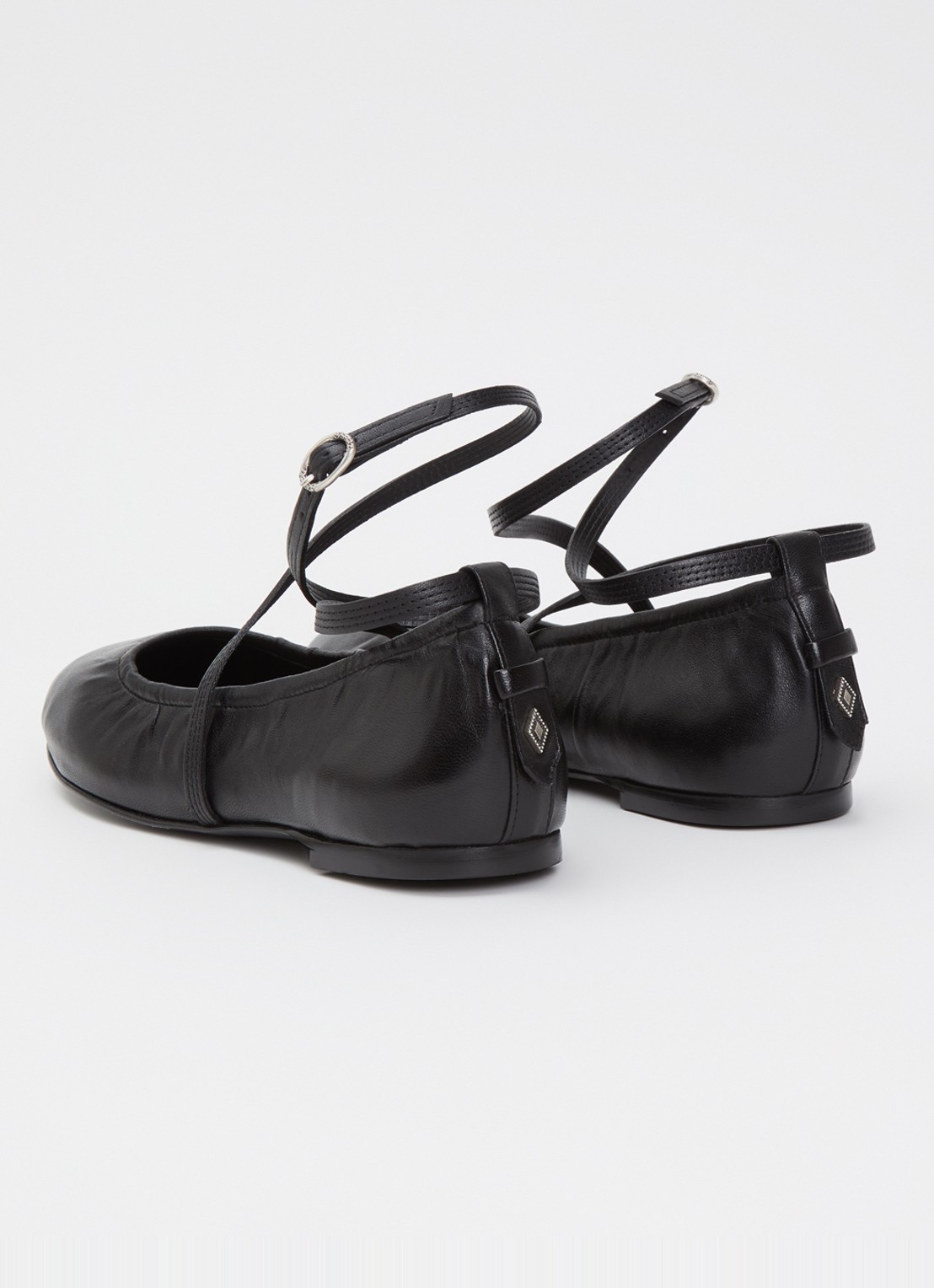 ba&sh Calda ballerina van lamsleer - achterkant zwart