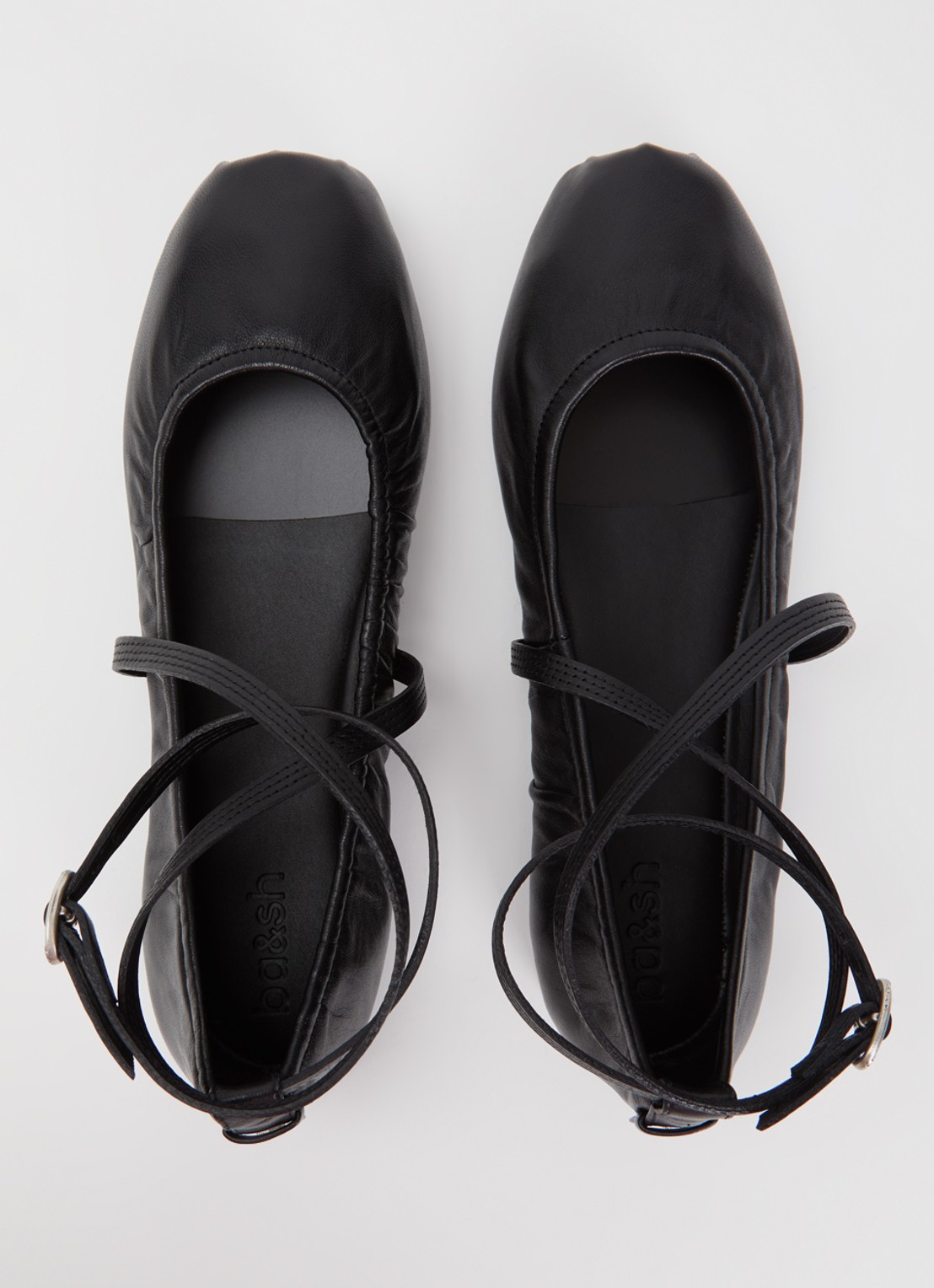 ba&sh Calda ballerina van lamsleer - detail 3 zwart