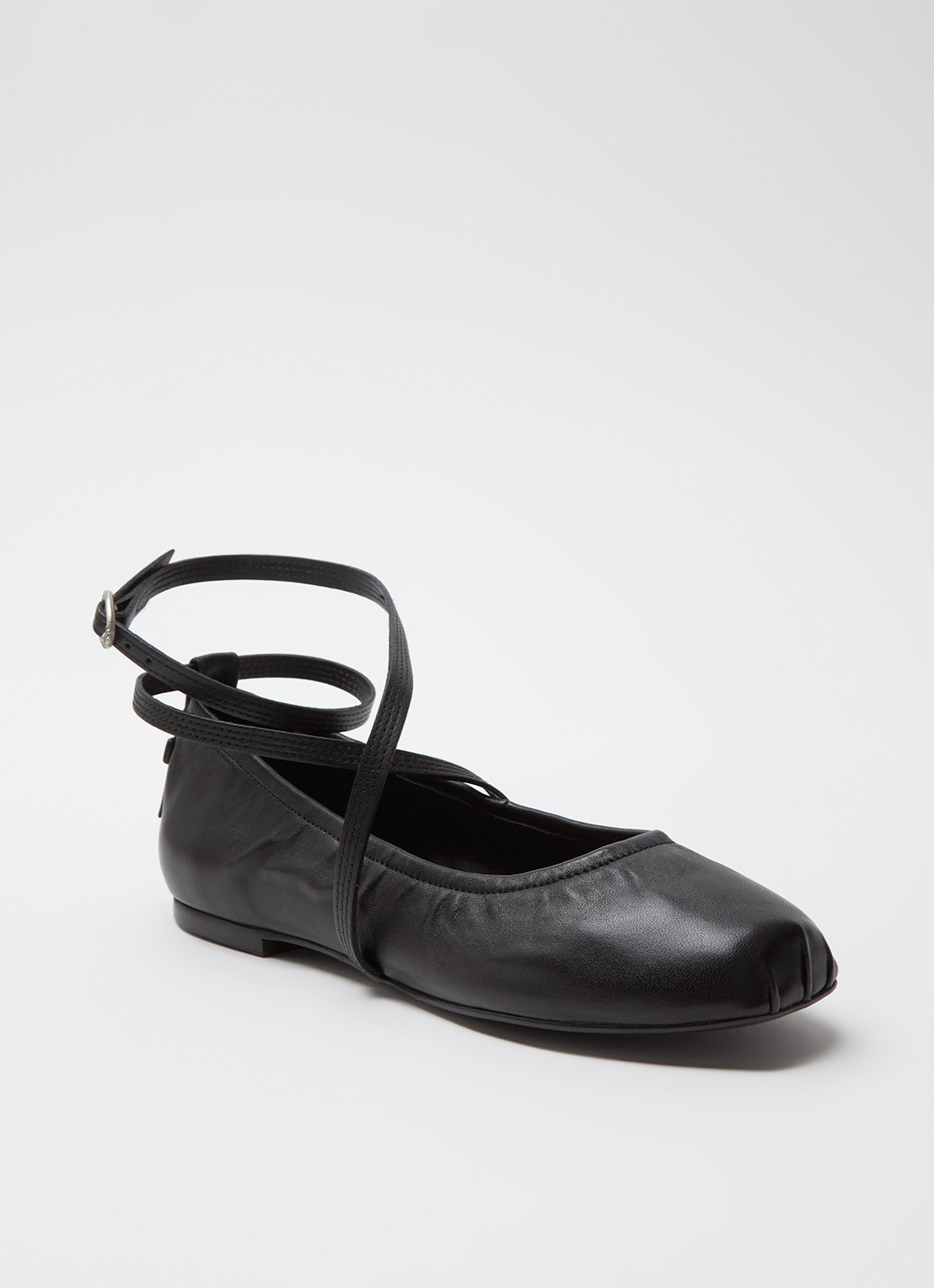 ba&sh Calda ballerina van lamsleer - voorkant 5 zwart