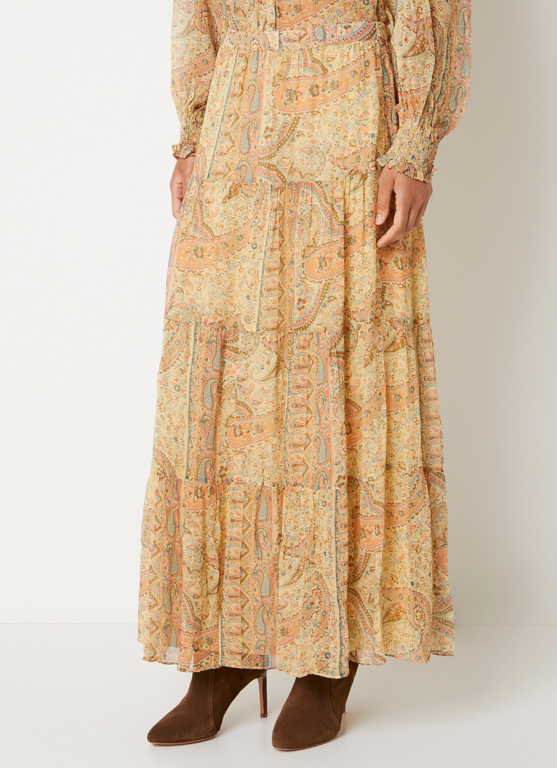 ba&sh Cali midi rok met print - detail camel
