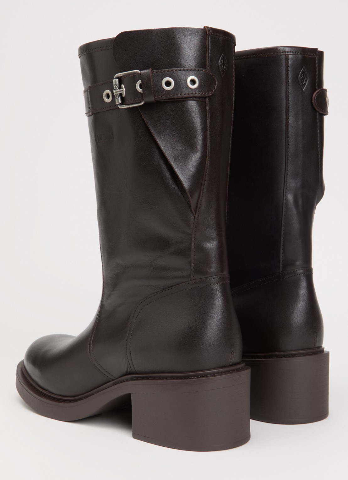 ba&sh Cameron biker boot van kalfsleer - achterkant 3 chocoladebruin