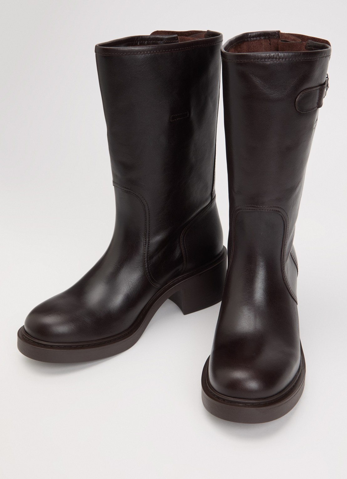 ba&sh Cameron biker boot van kalfsleer - detail chocoladebruin