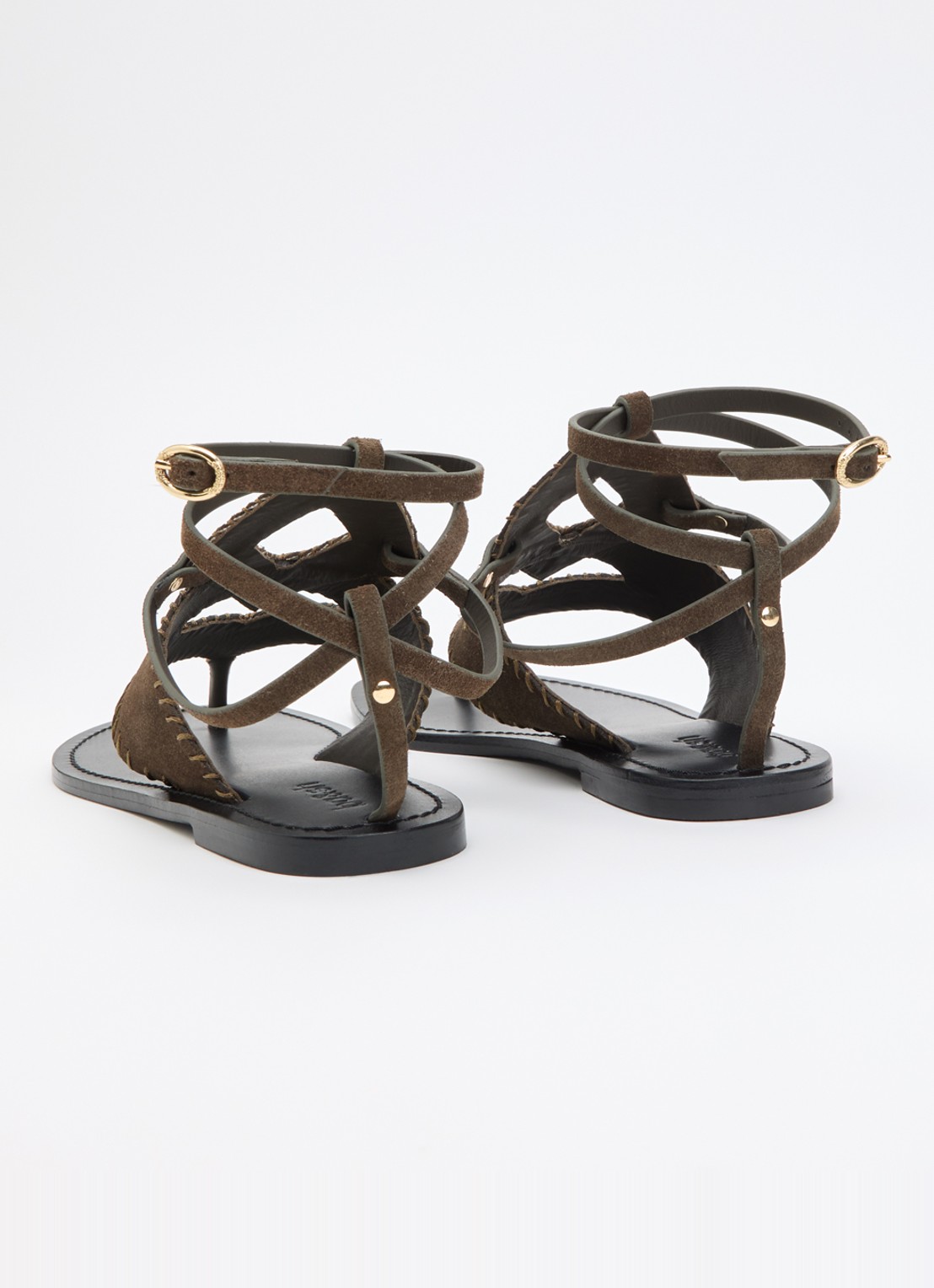 ba&sh Capri sandaal van suède - achterkant 4 khaki