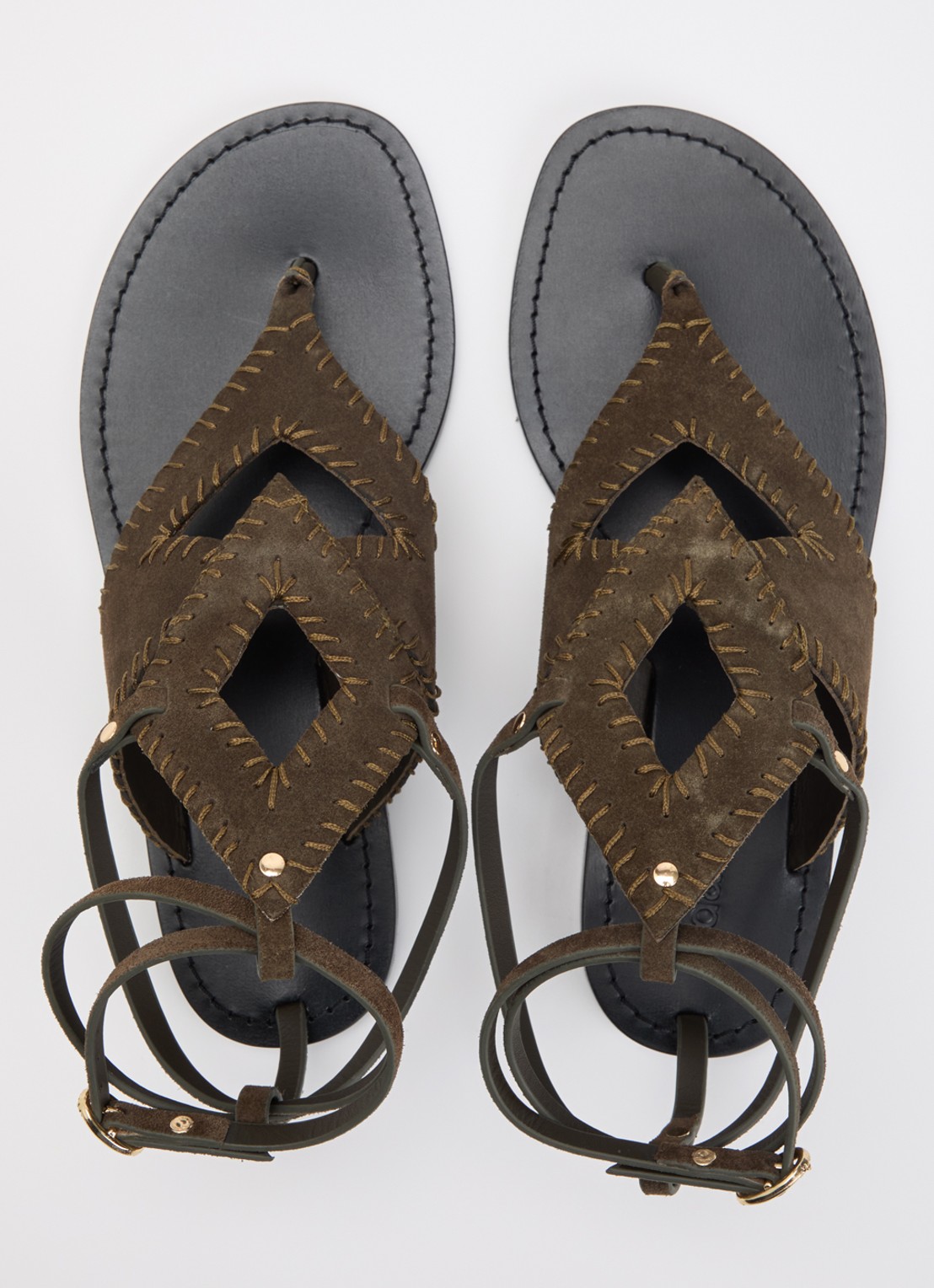 ba&sh Capri sandaal van suède - detail 2 khaki