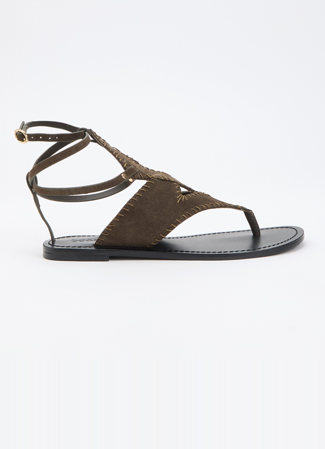 ba&sh Capri sandalen van suéde  - voorkant 5 khaki