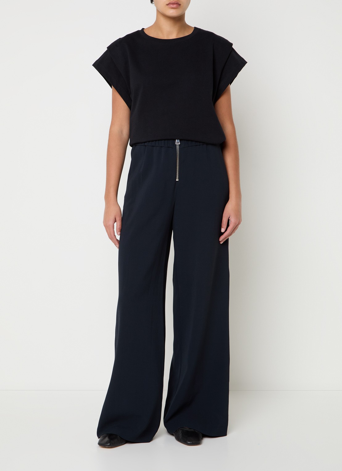 ba&sh Carlos high waist wide fit broek met steekzakken - voorkant 2 zwart