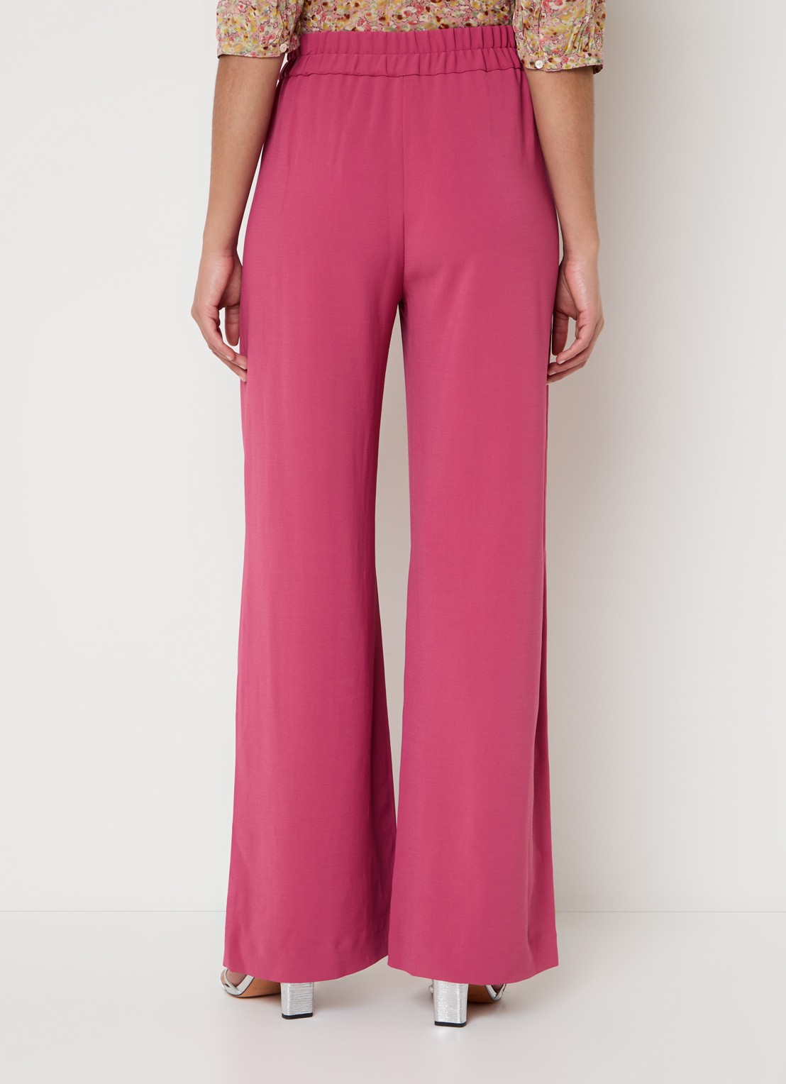 ba&sh Carlos high waist wide fit broek met steekzakken - achterkant donkerroze