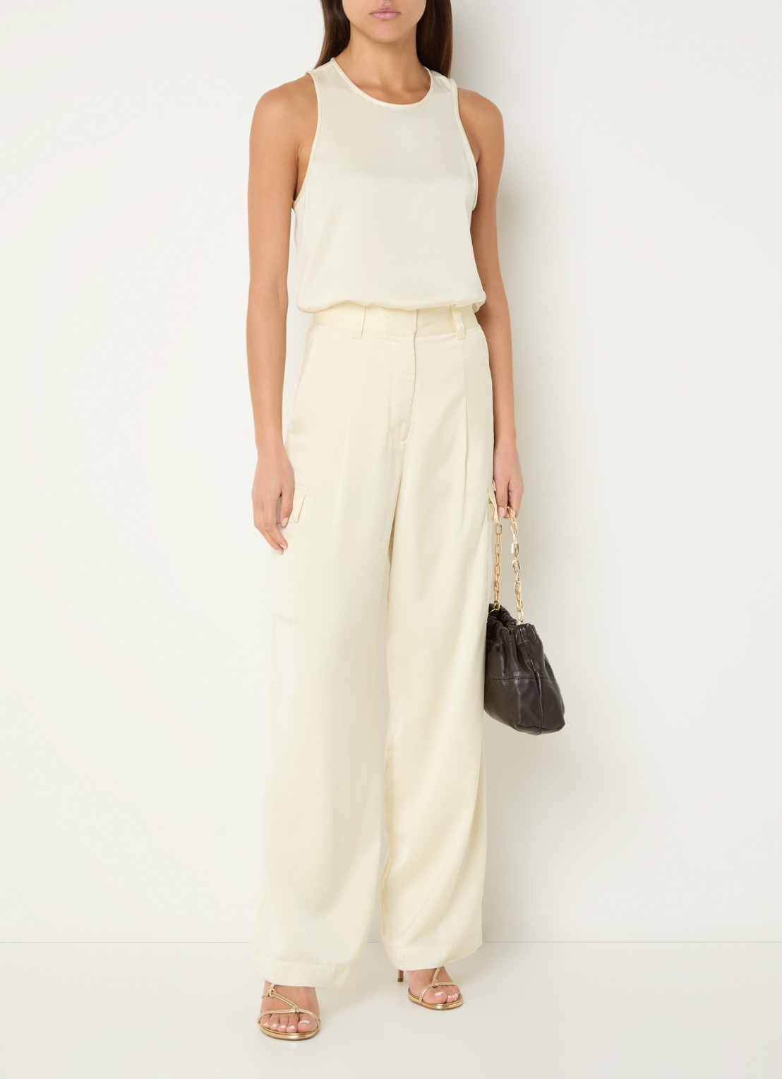 ba&sh Cary high waist loose fit pantalon met steekzakken - voorkant 2 lichtgeel