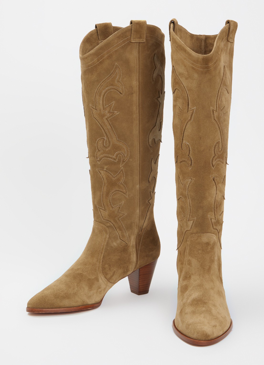 ba&sh Casey cowboylaars van suède - detail mosgroen