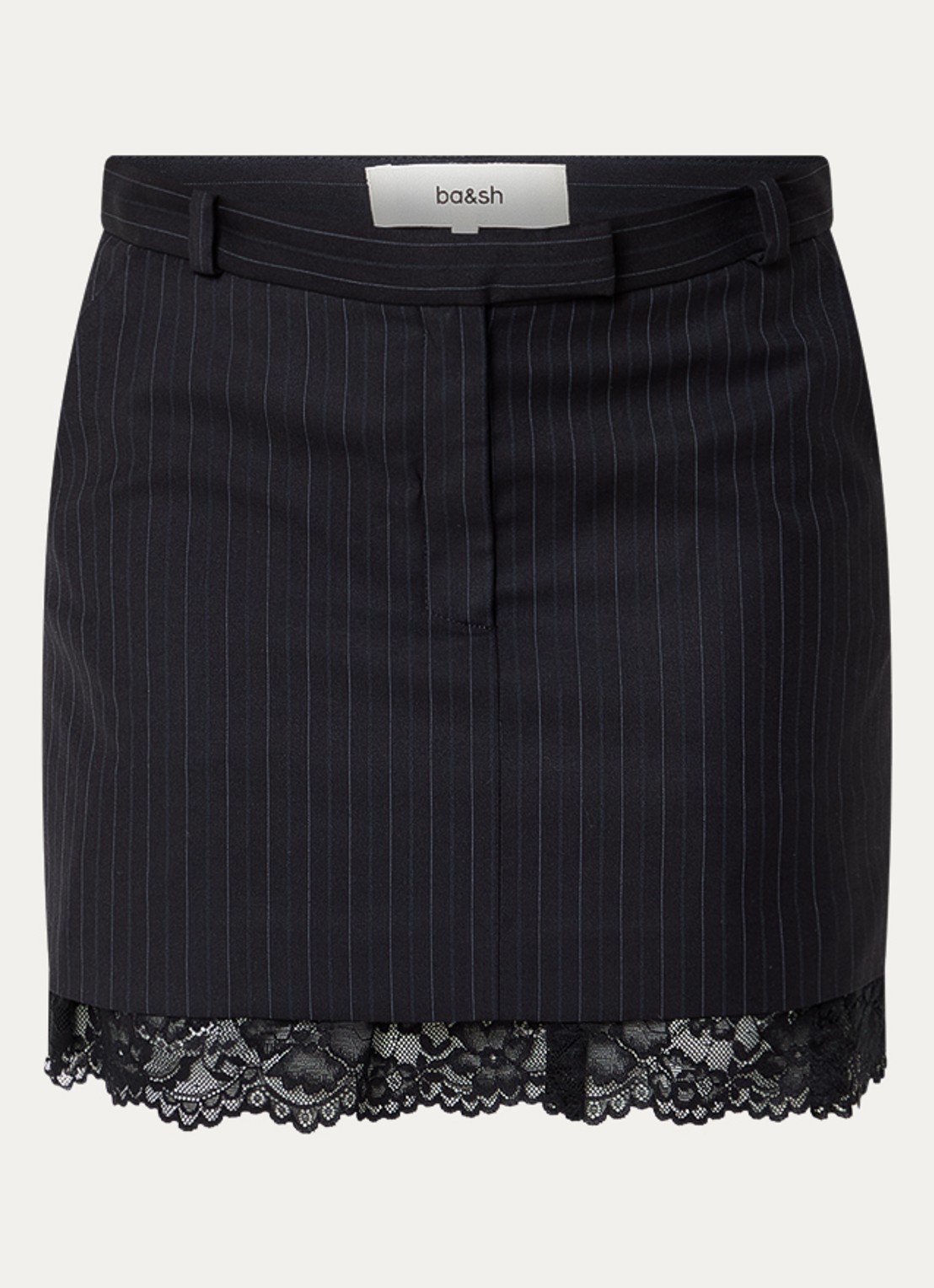 ba&sh Cassie mini rok in linnenblend met steekzakken - voorkant 3 zwart